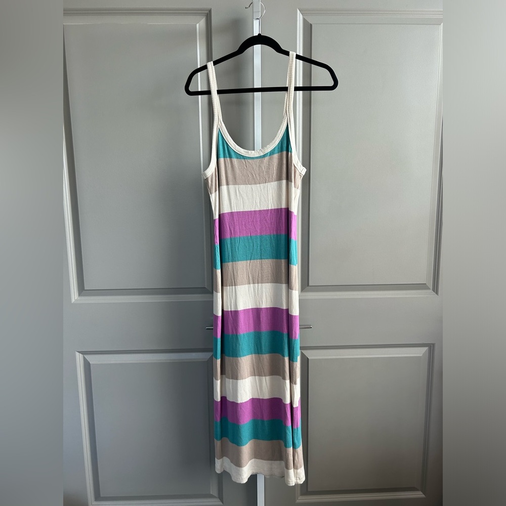 Z Supply $88 stripe midi dress size medium resort wear coatsal beach - Picture 2 of 7